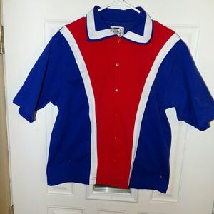Vintage mens bowling sz 42 shirt red white blue